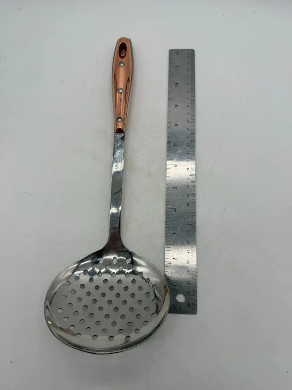 Brandani Stainless Steel Slotted Spoon Strainer Copper Handle